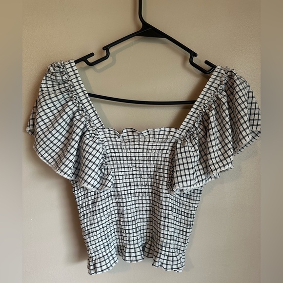 Anthropologie Black and White Gingham Blouse - Picture 2 of 4